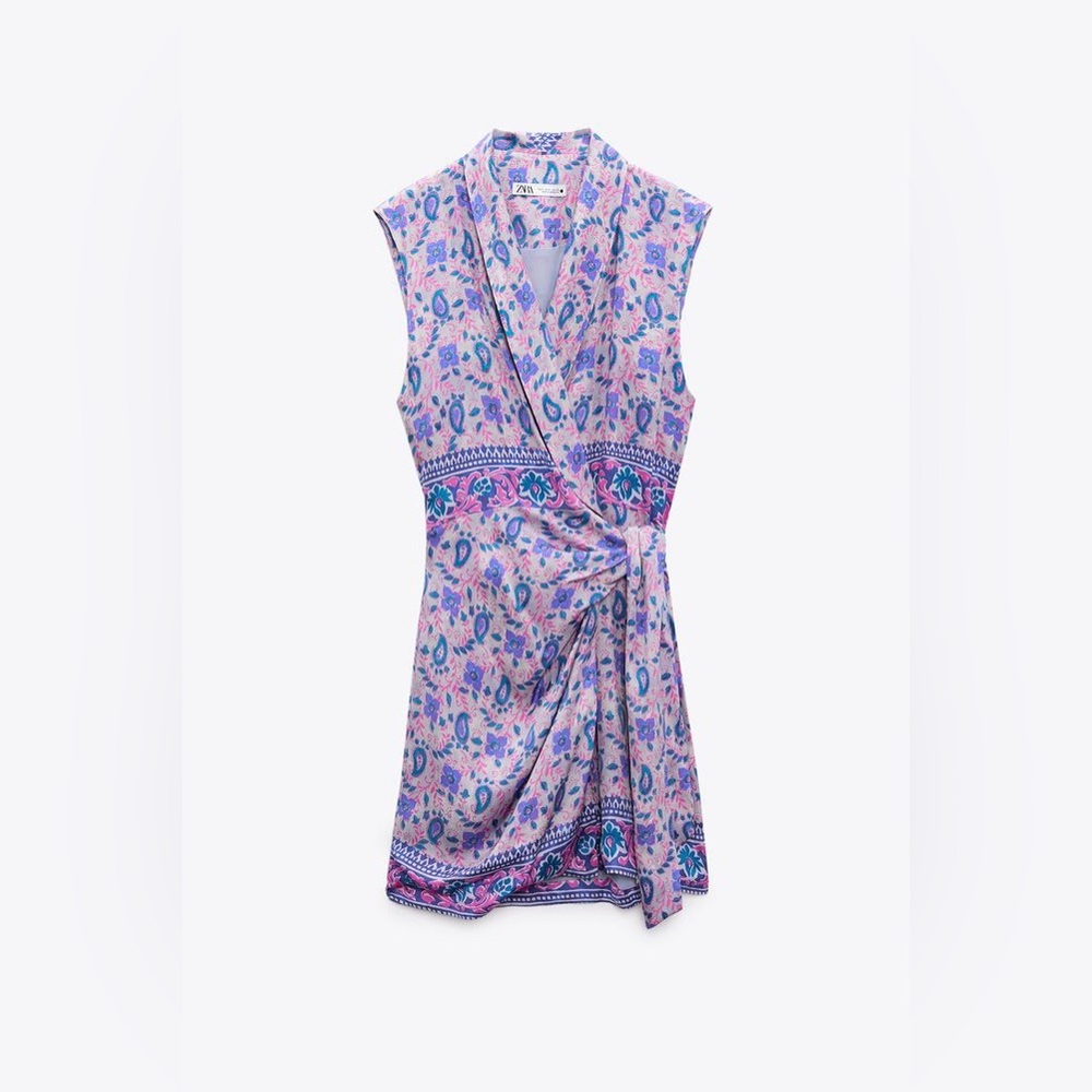 ZARA PRINTED WRAP DRESS - Picture 8 of 10